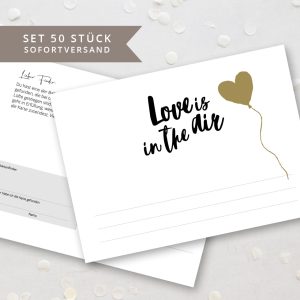 Ballonflugkarten Brush Lettering  – Set 50 Stück